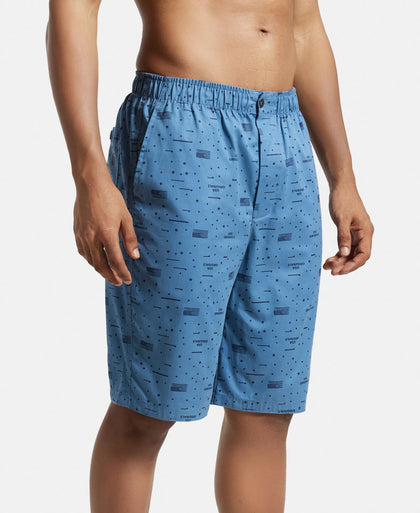 Super Combed Mercerized Cotton Woven Fabric Bermuda with Side Pockets - Stellar Printed-2