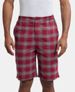 Super Combed Mercerized Cotton Woven Fabric Bermuda with Side Pockets - Red & Charcoal-1