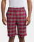 Super Combed Mercerized Cotton Woven Fabric Bermuda with Side Pockets - Red & Charcoal-1