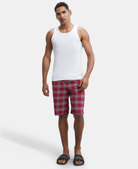 Super Combed Mercerized Cotton Woven Fabric Bermuda with Side Pockets - Red & Charcoal-6