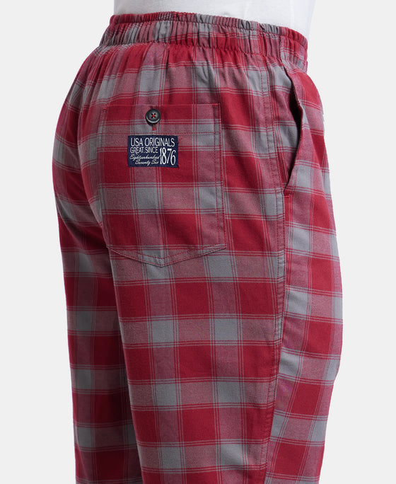 Super Combed Mercerized Cotton Woven Fabric Bermuda with Side Pockets - Red & Charcoal-7