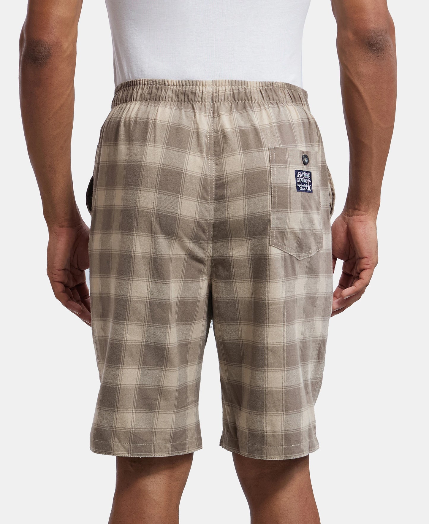 Super Combed Mercerized Cotton Woven Fabric Bermuda with Side Pockets - Khaki & Dark Khaki-3