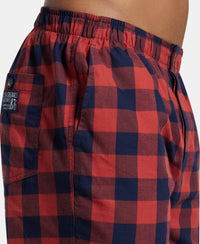 Super Combed Mercerized Cotton Woven Fabric Bermuda with Side Pockets - Navy & Red Orchid-7