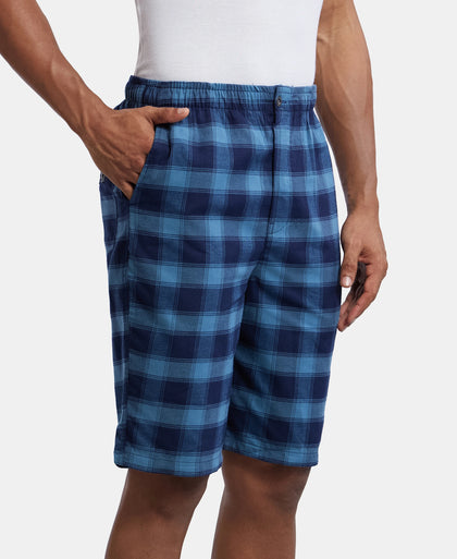 Super Combed Mercerized Cotton Woven Fabric Bermuda with Side Pockets - Stellar & Navy-2