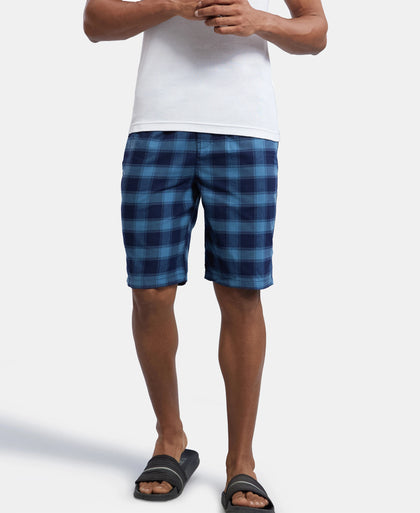 Super Combed Mercerized Cotton Woven Fabric Bermuda with Side Pockets - Stellar & Navy-5