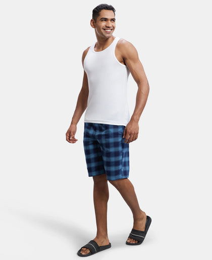 Super Combed Mercerized Cotton Woven Fabric Bermuda with Side Pockets - Stellar & Navy-6