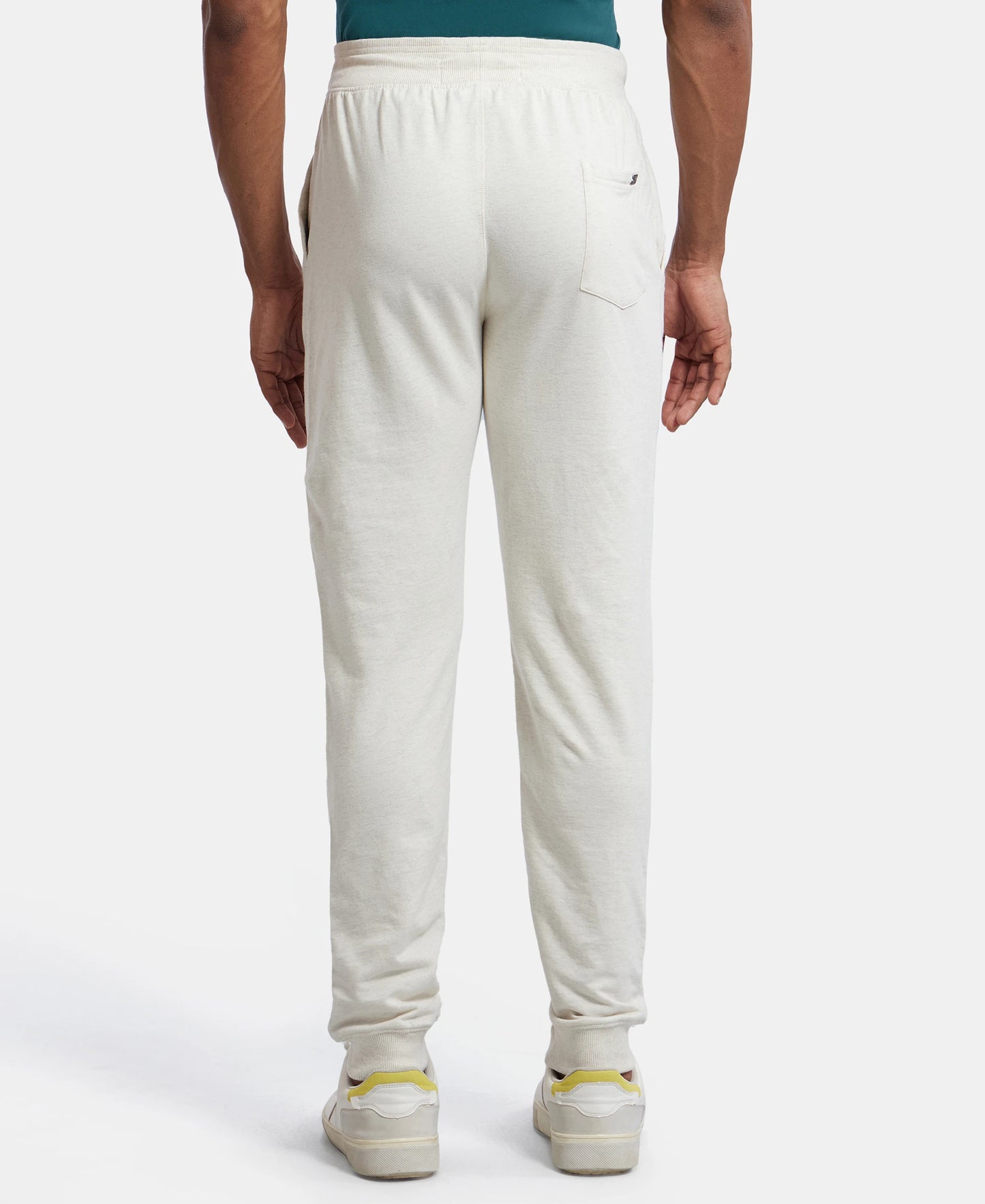 Super Combed Cotton Rich Slim Fit Jogger with Side Pockets - Cream Melange-3