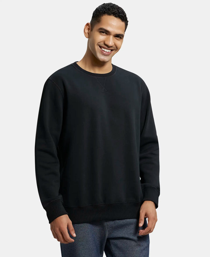 Super Combed Cotton Rich Fleece Sweatshirt with StayWarm Technology - Black-2