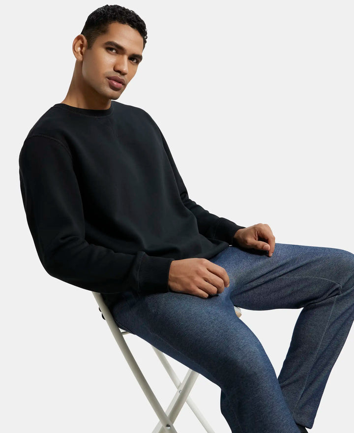 Super Combed Cotton Rich Fleece Sweatshirt with StayWarm Technology - Black-5