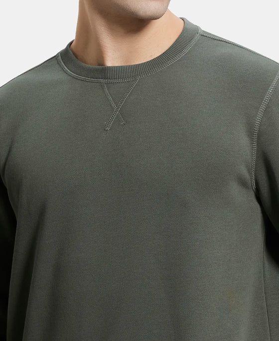 Super Combed Cotton Rich Fleece Sweatshirt with StayWarm Technology - Deep Olive-6