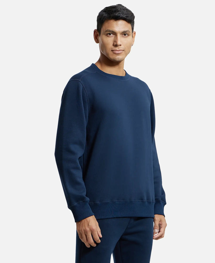 Super Combed Cotton Rich Fleece Sweatshirt with StayWarm Technology - Navy-2