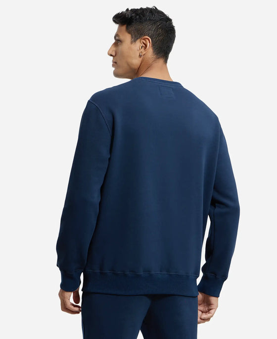 Super Combed Cotton Rich Fleece Sweatshirt with StayWarm Technology - Navy-3