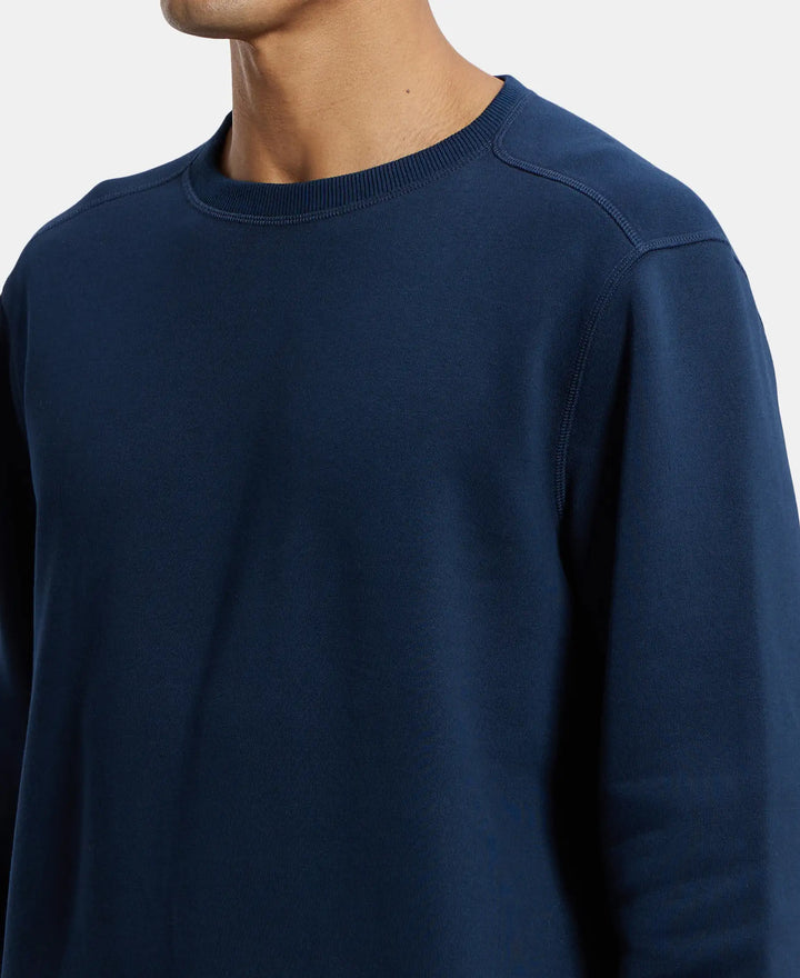Super Combed Cotton Rich Fleece Sweatshirt with StayWarm Technology - Navy-6