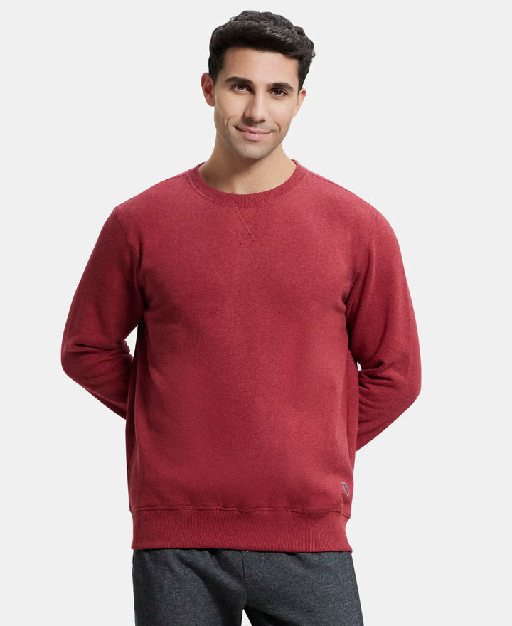Super Combed Cotton Rich Fleece Sweatshirt with StayWarm Technology - Red Melange-1