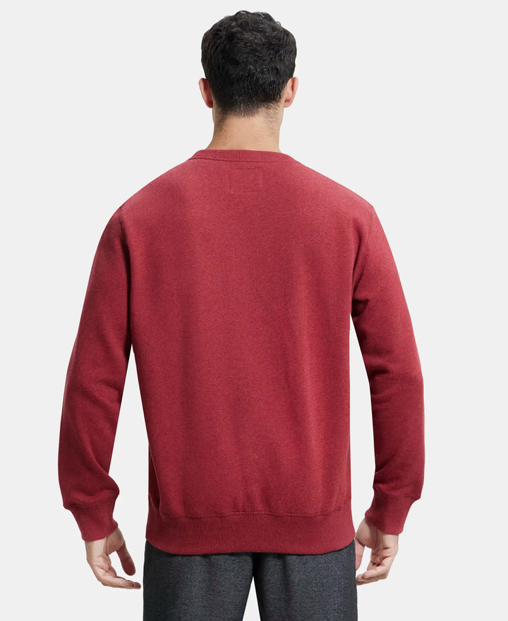 Super Combed Cotton Rich Fleece Sweatshirt with StayWarm Technology - Red Melange-3