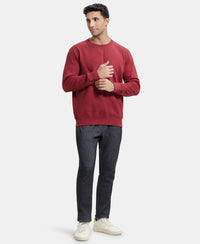 Super Combed Cotton Rich Fleece Sweatshirt with StayWarm Technology - Red Melange-4