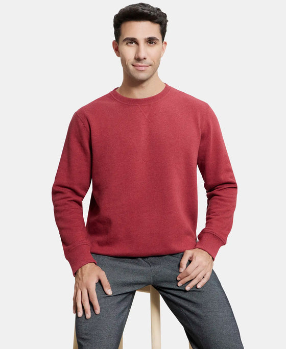 Super Combed Cotton Rich Fleece Sweatshirt with StayWarm Technology - Red Melange-5