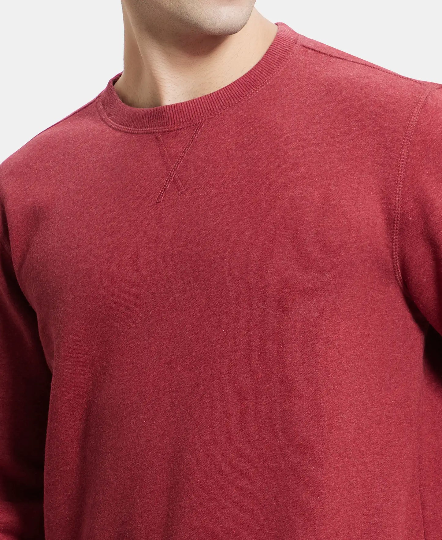 Super Combed Cotton Rich Fleece Sweatshirt with StayWarm Technology - Red Melange-6