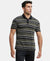 Super Combed Cotton Rich Striped Polo T-Shirt - Black & Deep Olive-1