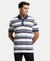 Super Combed Cotton Rich Striped Polo T-Shirt - White & Navy-1