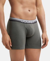 Super Combed Cotton Elastane Solid Boxer Brief with Ultrasoft Waistband - Deep Olive-2