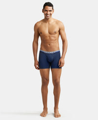 Super Combed Cotton Elastane Solid Boxer Brief with Ultrasoft Waistband - Navy-4