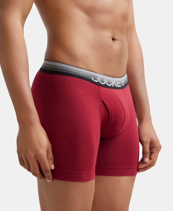 Super Combed Cotton Elastane Solid Boxer Brief with Ultrasoft Waistband - Red Pepper-2