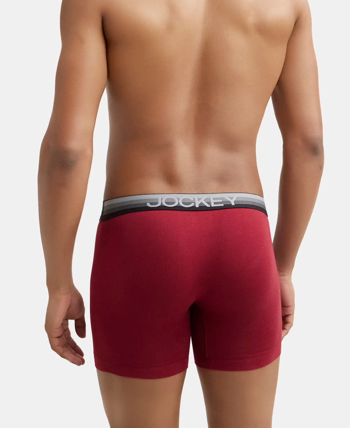 Super Combed Cotton Elastane Solid Boxer Brief with Ultrasoft Waistband - Red Pepper-3