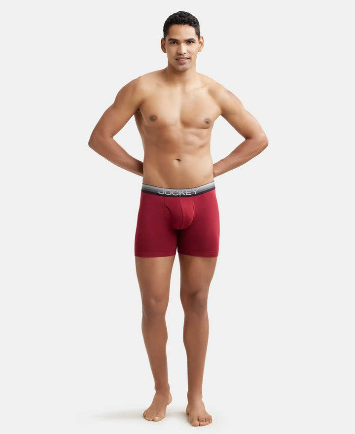 Super Combed Cotton Elastane Solid Boxer Brief with Ultrasoft Waistband - Red Pepper-4