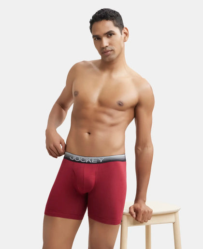 Super Combed Cotton Elastane Solid Boxer Brief with Ultrasoft Waistband - Red Pepper-5