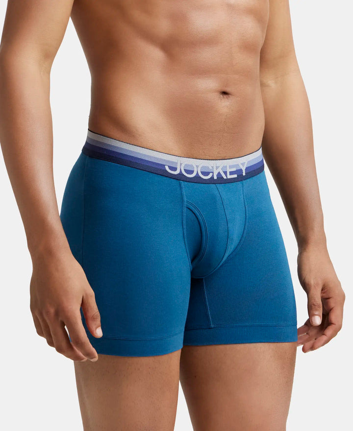 Super Combed Cotton Elastane Solid Boxer Brief with Ultrasoft Waistband - Seaport Teal-2