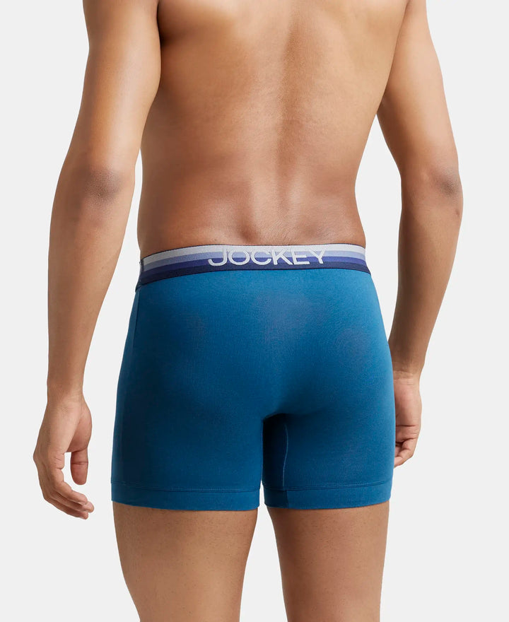 Super Combed Cotton Elastane Solid Boxer Brief with Ultrasoft Waistband - Seaport Teal-3