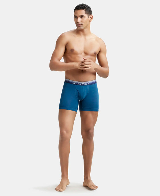 Super Combed Cotton Elastane Solid Boxer Brief with Ultrasoft Waistband - Seaport Teal-4