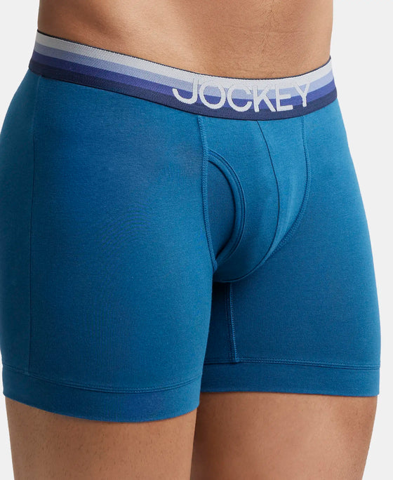 Super Combed Cotton Elastane Solid Boxer Brief with Ultrasoft Waistband - Seaport Teal-6