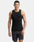 Super Combed Cotton Rib Square Neck Sleeveless Vest - Black-1