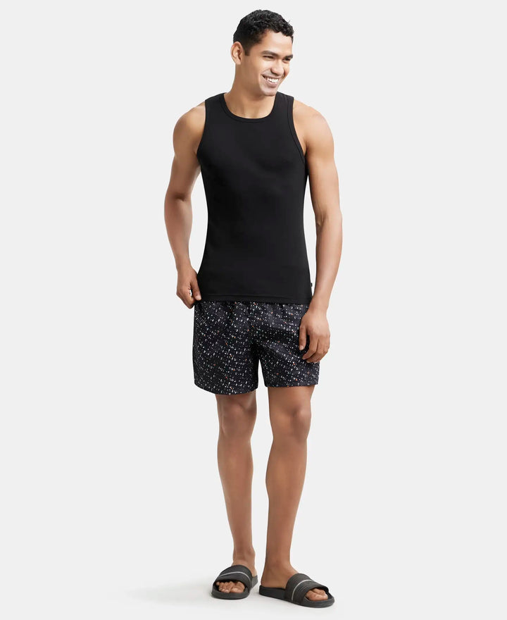 Super Combed Cotton Rib Square Neck Sleeveless Vest - Black-4