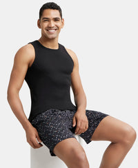 Super Combed Cotton Rib Square Neck Sleeveless Vest - Black-5