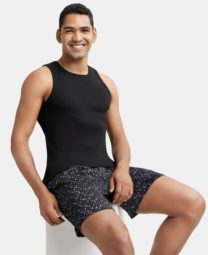 Super Combed Cotton Rib Square Neck Sleeveless Vest - Black-5