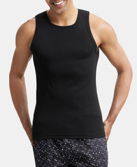 Super Combed Cotton Rib Square Neck Sleeveless Vest - Black-6
