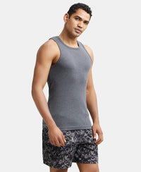 Super Combed Cotton Rib Square Neck Sleeveless Vest - Charcoal Melange-2