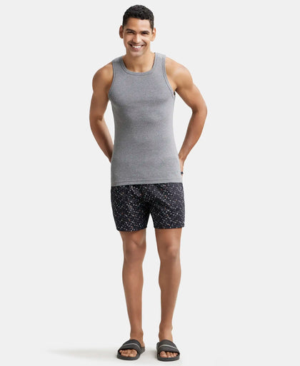 Super Combed Cotton Rib Square Neck Sleeveless Vest - Mid Grey Melange-4